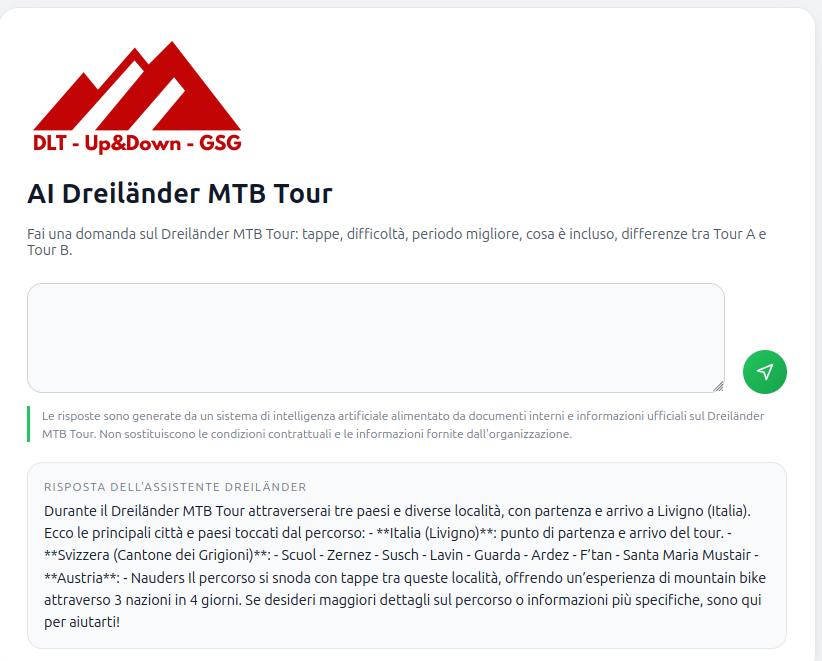 Interfaccia AI per un tour turistico con knowledge base interna