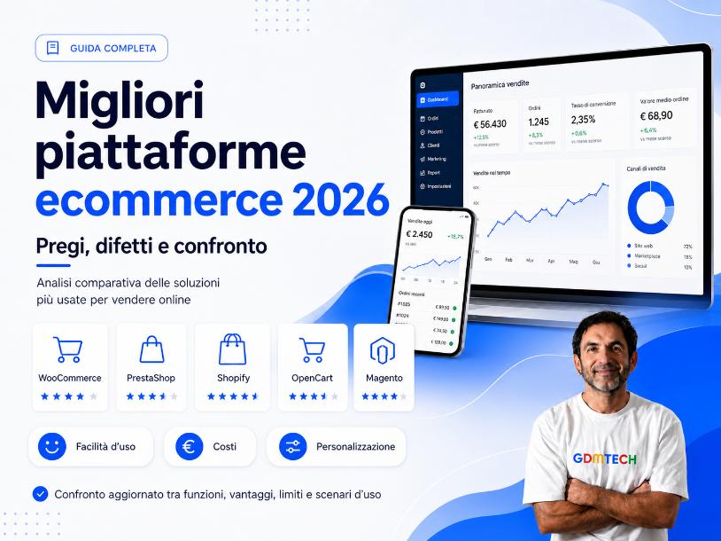 Le migliori piattaforme ecommerce 2026:pregi, difetti, costi a confronto