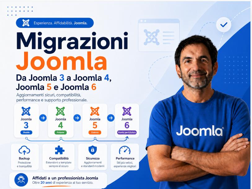 Web Developer per migrazione Joomla: passare da un vecchio Joomla a una versione nuova